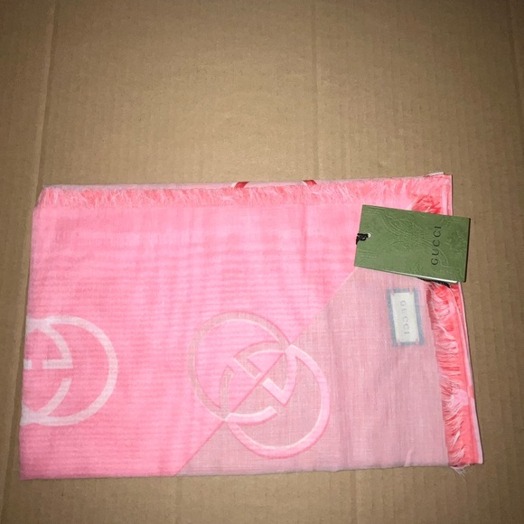 Authentic Gucci G Interlocking Cotton Cashmere Shawl - Picture 1 of 4